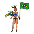 Brazilian garota waving brazil flag