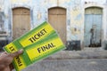 Brazilian Hand Holding Final Tickets on the Street