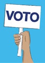 Brazilian hand holding placard sign saying VOTO