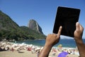 Brazilian Hands Using Tablet at Sugarloaf Rio de Janeiro Brazil