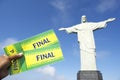 Brazilian Holding Final Tickets at Corcovado Rio Brazil