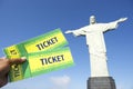 Brazilian Holding Tickets at Corcovado Rio de Janeiro