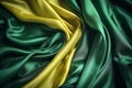 Brazilian independence day celebration waving flag with fabric texture, copy space available