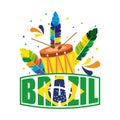 Brazilian label with flag and drum Royalty Free Stock Photo