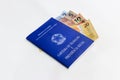 Brazilian labor and social security document with real notes