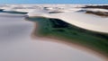 Brazilian landmark rainwater lakes and sand dunes. Lencois Maranhenses Brazil. Royalty Free Stock Photo