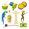 Brazilian landmarks and different cultural symbols