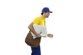 Brazilian mailman on a white background