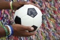 Brazilian Man Holding Soccer Ball Praying Salvador Bahia