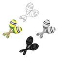 Brazilian maracas icon in cartoon,black style isolated on white background. Brazil country symbol stock vector Royalty Free Stock Photo