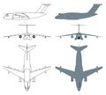 Brazilian military aircraft colored and outline. Royalty Free Stock Photo