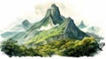 Brazilian Mountain Watercolor Illustration