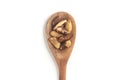 Brazilian Nuts into a spoon. Castanha do Para Royalty Free Stock Photo