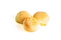 Brazilian pao de queijo or cheese buns isolated on a white background Royalty Free Stock Photo