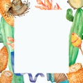 Brazilian Party of June frame watercolor illustration on white