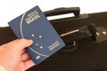 Brazilian passport being prepared for travel.
