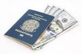 Brazilian passport and dollars Royalty Free Stock Photo