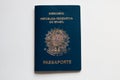 Brazilian passport. Written `Mercosul. Federative Republic of Brazil. Passport` in Portuguese.