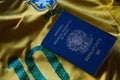 Brazilian Passport on yellow background