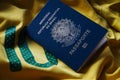 Brazilian Passport on yellow background