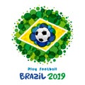 Play football lettering, Brazil 2019 banner