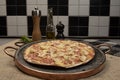 Brazilian pizza with mushroom, cheese and ham Royalty Free Stock Photo