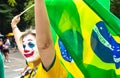 Brazilian protester, dressed as a clown, protesting against the decisions of the Supreme Court of Brazil on Avenida Paulista