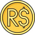 Brazilian real coin, official currency of Brazil Royalty Free Stock Photo