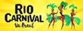 Brazilian samba banner. Carnival in Rio de Janeiro dancers wearing a festival costume is dancing. Vector illustration