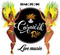 Brazilian samba dancer. Vector beautiful carnival girl wearing a festival costume is dancing. Royalty Free Stock Photo