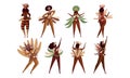 Brazilian Samba Dancers Isolated on White Background Vector Set Royalty Free Stock Photo