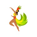 Brazilian samba female dancer in bright carnival costume vector Illustration on a white background Royalty Free Stock Photo