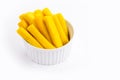 Brazilian snack, called polenta, made with corn and Brazilian cornmeal, isolated white background