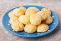 Brazilian snack cheese bread (pao de queijo) on plate Royalty Free Stock Photo