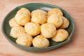 Brazilian snack cheese bread (pao de queijo) on plate Royalty Free Stock Photo