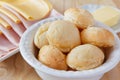 Brazilian snack pao de queijo (cheese bread) Royalty Free Stock Photo