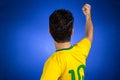 Brazilian soccer football athlete man celebrating. Royalty Free Stock Photo