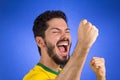 Brazilian soccer football athlete man celebrating. Royalty Free Stock Photo