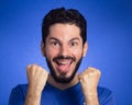 Brazilian soccer football athlete man celebrating. Royalty Free Stock Photo