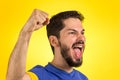 Brazilian soccer football athlete man celebrating. Royalty Free Stock Photo