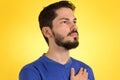 Brazilian soccer football player listening to the anthem and han Royalty Free Stock Photo