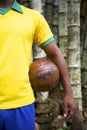 Brazilian Soccer Football Player Standing Jungle Bamboo