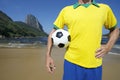 Brazilian Soccer Football Player Standing on Rio Beach Royalty Free Stock Photo