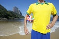 Brazilian Soccer Football Player Standing on Rio Beach Royalty Free Stock Photo