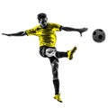 Brazilian soccer football player young man kicking silhouette Royalty Free Stock Photo