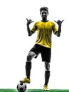 Brazilian soccer football player young man saluting silhouette