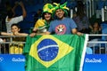 Brazilian sport fans supporting team Brazilia during the Rio 2016 Olympic Games at the Olympic Park