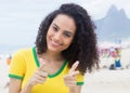 Brazilian sports fan with curly hair at Rio de Janeiro Royalty Free Stock Photo