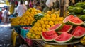 Brazilian Street Mket Delights: Vibrant Red and Yellow Watermelons Steal the Show! --