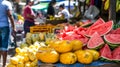 Brazilian Street Mket: Vibrant Stands of Red and Yellow Watermelons Steal the Show! --